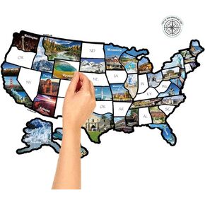 RV State Sticker Travel Map of The United States, Travel Trailer Camper Accessories, 11x17" RV Map Decals for Window Door Wall, Great for Kids & Adults,Track Your Travel