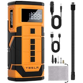 منفاخ إطارات تيسلا محمول، ملحقات تيسلا موديل 3 Y S X، مضخة إطارات تيسلا مع 2 في 1 150 رطل لكل بوصة مربعة لاسلكية 12 فولت تيار مستمر مصباح LED للسيارة والدراجات والبالونات in Kuwait