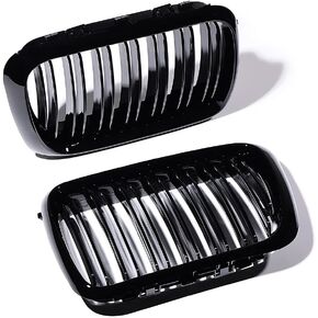 Astra Depot Glossy Black Front Kidney Grille Grill Double Line Dual Slats Compatible for BMW E36 M3 3 Series 97-99