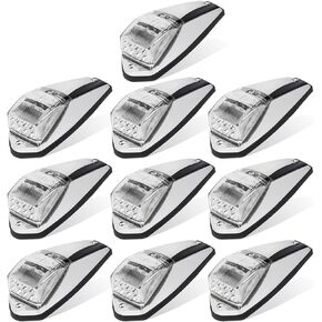 Partsam 10pcs 31LED Amber Cab Light LED Top Roof Running Marker Lights w/Chrome Base Compatible with Peterbilt/Kenworth/Freightliner//Western Star/Mack/International Trailer Trucks