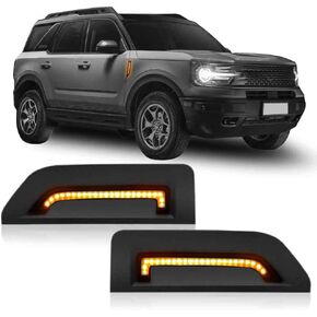 DZG Turn Signal Lights LED Side Marker Lights Accessories Compatible with Bronco Sport Base Big Bend Outer Banks Badlands First Edition 2021 2022 2023, Dual Colors, Pack of 2