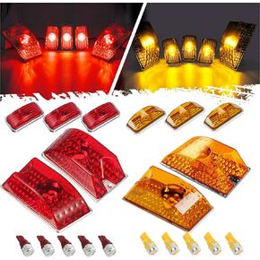 Partsam Replacement for Hummer H2 Cab Roof Lights Housing 2003-2009 and Hummer H2 SUT Cab Roof Top Clearance Marker LED Light Lamps 2005-2009 Front Rear w/T10 194 168 W5W Led Bulbs(5Amber+5Red) in Kuwait
