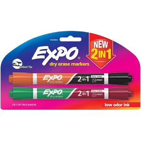 EXPO Dry Erase 2-in-1 Markers, Chisel Tip, Assorted, 2-Count in Kuwait