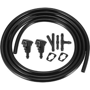 ACROPIX Front Windshield Wiper Nozzles Kit for Mitsubishi Eclipse Galant with Gaskets 2 Meter Fluid Hose - Pack of 6 Black