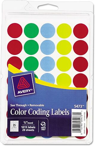 Avery 05473 Removable See-Thru Dots, 3/4-Inch Round, Assorted Colors, 1015/Pack in Saudi Arabia