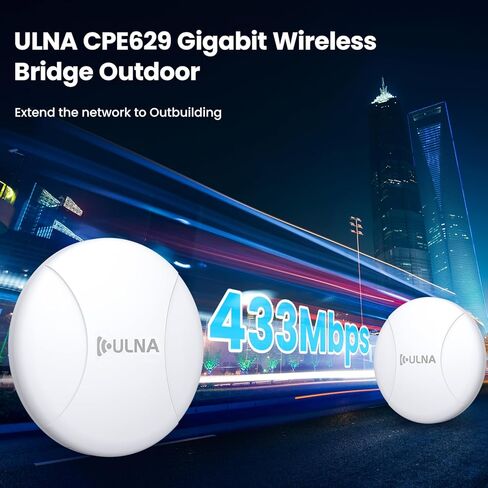 Wireless Bridge Point to Point Outdoor, ULNA Gigabit WiFi Bridge Outdoor with Ethernet Port Waterproof, PTP/PTMP Building to Building Extend WiFi to 3.1Mile Ethernet Bridge for Barn Home Office in Kuwait