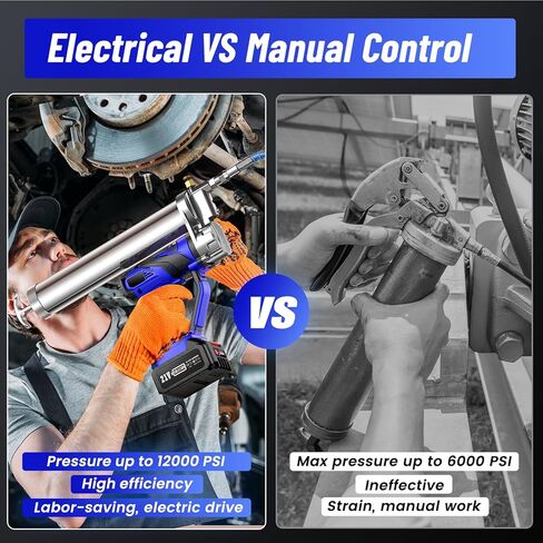 مسدس الشحوم يعمل بالبطارية، [تحديث 2023 قوي] طقم مسدس الشحوم الكهربائي 21 فولت مع خراطيم مقاومة للانفجار 12000 رطل لكل بوصة مربعة، مشغل متغير السرعة، مسدس شحوم لاسلكي مع بطاريات وشاحن in Kuwait