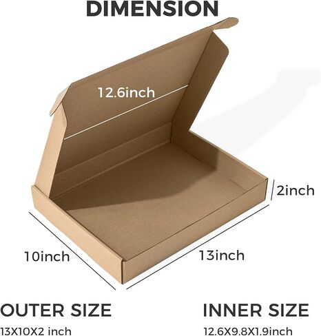 Golden State Art, 13x10x2 Shipping Boxes Set of 20, Brown Medium Corrugated Cardboard Boxes, Mailing Boxes for Packaging Small Business in Kuwait