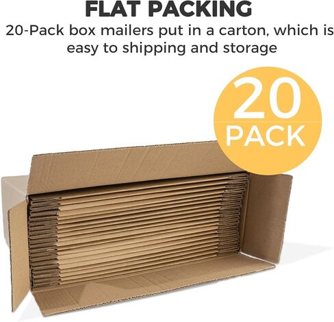 Golden State Art, 13x10x2 Shipping Boxes Set of 20, Brown Medium Corrugated Cardboard Boxes, Mailing Boxes for Packaging Small Business in Kuwait