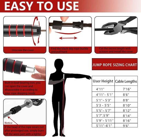 Adjustable Weighted Jump Rope, 9ft Long Tangle-Free Rapid Speed Jumprope for Fitness Exercise Workout Home Gym Double Dutch Crossfit, Battle Skipping Jumping Rope for Women Kid Men Girl Tall Boy in Saudi Arabia