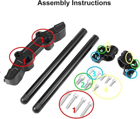 Qiilu Motorcycle Handlebars Kit, Separating Handlebar, Clip-On Adapter Plate & Handlebars Set for Kawasaki Ninja 650R ER-6F 2006-2016 in Saudi Arabia