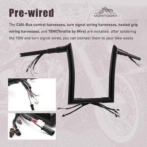 MoKitDora Softail Prewired Ape Hanger Handlebar 12" Rise 1-1/2" Fat 1.25" Clamp for Harley 2018-later ABS Enabled Fat Boy FLFB Breakout 2017-later Road King Special FLHRXS '15-'23 FLRT, Black in Saudi Arabia