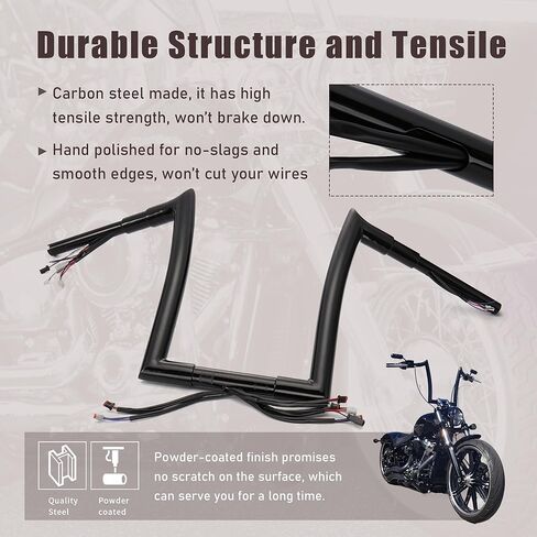 MoKitDora Softail Prewired Ape Hanger Handlebar 12" Rise 1-1/2" Fat 1.25" Clamp for Harley 2018-later ABS Enabled Fat Boy FLFB Breakout 2017-later Road King Special FLHRXS '15-'23 FLRT, Black in Saudi Arabia