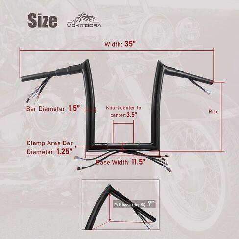 MoKitDora Softail Prewired Ape Hanger Handlebar 12" Rise 1-1/2" Fat 1.25" Clamp for Harley 2018-later ABS Enabled Fat Boy FLFB Breakout 2017-later Road King Special FLHRXS '15-'23 FLRT, Black in Saudi Arabia