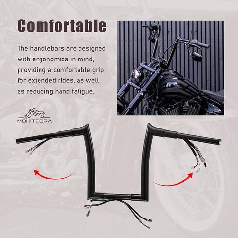 MoKitDora Softail Prewired Ape Hanger Handlebar 12" Rise 1-1/2" Fat 1.25" Clamp for Harley 2018-later ABS Enabled Fat Boy FLFB Breakout 2017-later Road King Special FLHRXS '15-'23 FLRT, Black in Saudi Arabia