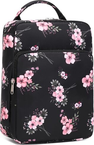 DSIUE Bible Cover for Teen Girls Kids Bible Case Large Bible Book Carrying Bag Church Bag Bible Protective with Handle Pockets, Gift for Women Girls Kids (Bouquet Black) in Saudi Arabia