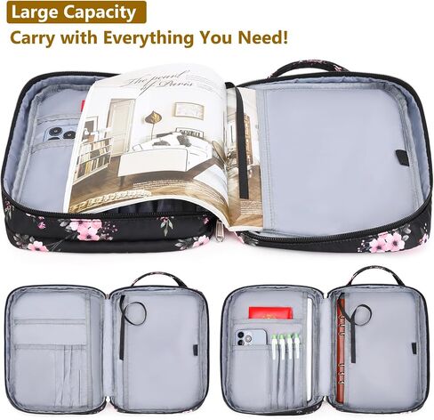DSIUE Bible Cover for Teen Girls Kids Bible Case Large Bible Book Carrying Bag Church Bag Bible Protective with Handle Pockets, Gift for Women Girls Kids (Bouquet Black) in Saudi Arabia