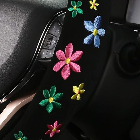 Embroidery Cute Steering Wheel Covers,DeepFloral Stitched,Hand-Grip,Universal Fit Most Cars SUV,Colorful (FXP-HUA02) in Saudi Arabia