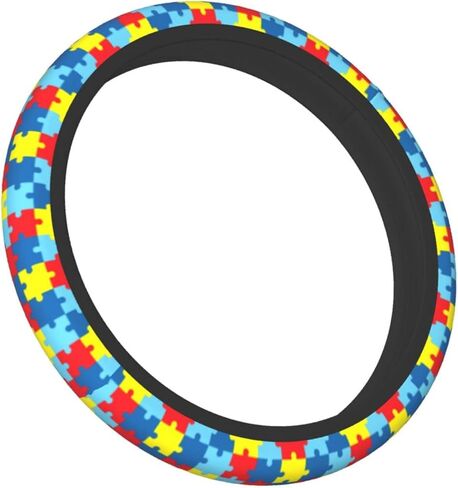 Autism Puzzle Steering Wheel Covers Non Slip Neoprene Steering Wheel Protector Cover Universal 15 Inch for Men Women in Kuwait
