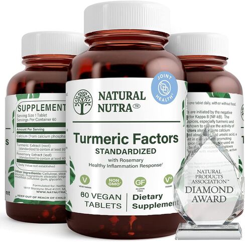 Natural Nutra Turmeric Curcumin with 95% Curcuminoids Extract Supplement with Rosemary for Brain Health, 350 mg, 60 Vegan Tablets in Saudi Arabia