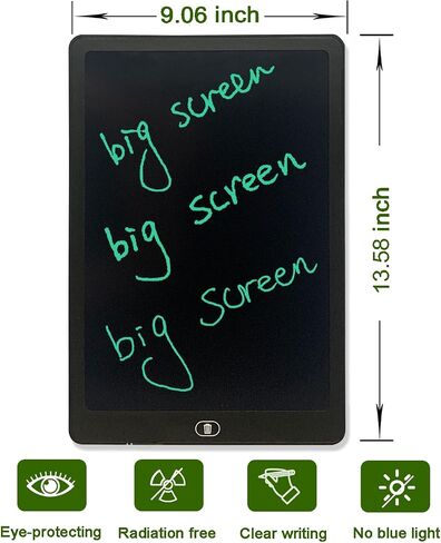تابلت كتابة LCD كبير مقاس 16 بوصة (شاشة 15 بوصة)، لوحة رسم/إشعارات/رسائل مستقلة لا تحتاج إلى كمبيوتر، لوحة ملاحظات إلكترونية 4 للبالغين والأطفال، هدية رائعة 4 في أي مناسبة (حافظة زرقاء، لون كتابة أخضر) in Saudi Arabia