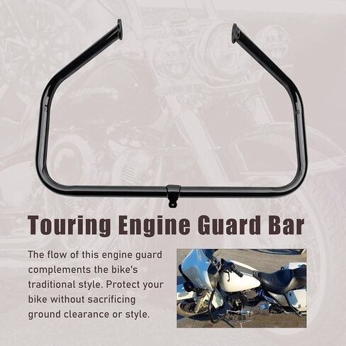 MoKitDora Touring Plain Engine Guard Highway Crash Bar 1.25" Fat for Harley 2009-2020 Road King Street Electra Glide and Trike Models, Gloss Black in Saudi Arabia
