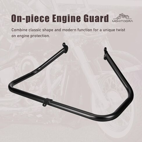 MoKitDora Touring Plain Engine Guard Highway Crash Bar 1.25" Fat for Harley 2009-2020 Road King Street Electra Glide and Trike Models, Gloss Black in Saudi Arabia