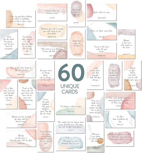 DIVERSEBEE Bible Verse Cards, 60 Unique, Assorted Mini Scripture Encouragement Motivational Inspirational Prayer Cards, Christian Bible Gifts (Delicate) in Saudi Arabia