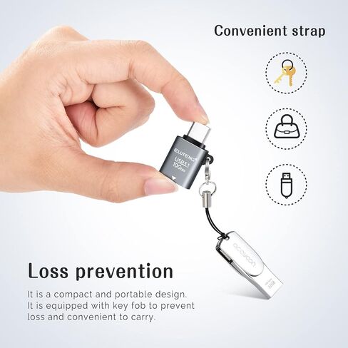 ELUTENG USB to USB C Adapter 2 Pack Type C Male to USB 3.1 Female Adapter 10Gbps Aluminum Alloy USB C to USB with Lanyards Compatibale with MacBook Pro, iPad Pro, iPhone 15 in Saudi Arabia