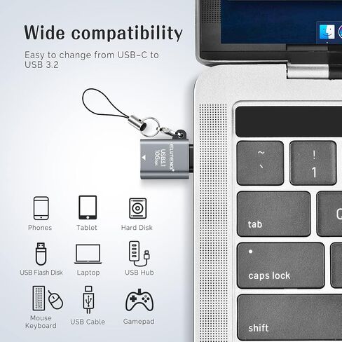 ELUTENG USB to USB C Adapter 2 Pack Type C Male to USB 3.1 Female Adapter 10Gbps Aluminum Alloy USB C to USB with Lanyards Compatibale with MacBook Pro, iPad Pro, iPhone 15 in Saudi Arabia