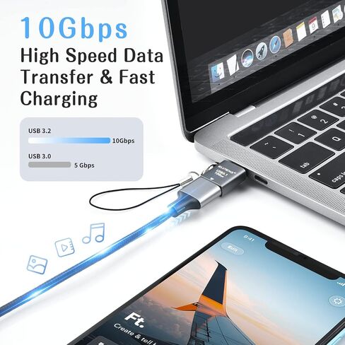 ELUTENG USB to USB C Adapter 2 Pack Type C Male to USB 3.1 Female Adapter 10Gbps Aluminum Alloy USB C to USB with Lanyards Compatibale with MacBook Pro, iPad Pro, iPhone 15 in Saudi Arabia
