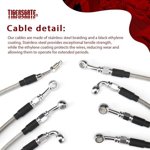 TIGERSGATE 16" Touring Handlebar Cables Front Turn Signals Extension Wire Harness Kit & CAN-Bus & TBW Wires & Brake Line for 2014-2015 Harley Road King/Glide,Electra Glide,Street Glide w/ABS,Silver in Saudi Arabia