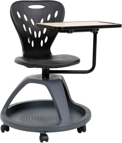 كرسي مكتب محمول من Flash Furniture Laikyn باللون الأسود مع دوران للكمبيوتر اللوحي 360 درجة وحجرة تخزين تحت المقعد in Saudi Arabia