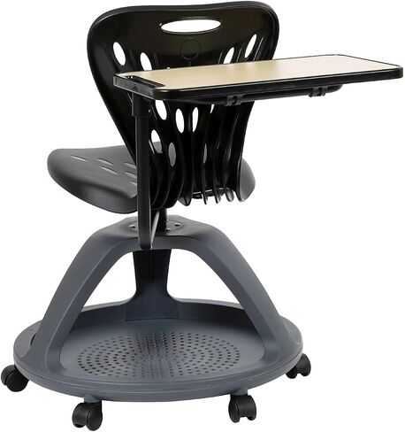 كرسي مكتب محمول من Flash Furniture Laikyn باللون الأسود مع دوران للكمبيوتر اللوحي 360 درجة وحجرة تخزين تحت المقعد in Saudi Arabia