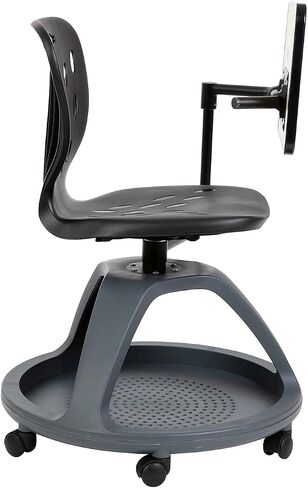 كرسي مكتب محمول من Flash Furniture Laikyn باللون الأسود مع دوران للكمبيوتر اللوحي 360 درجة وحجرة تخزين تحت المقعد in Saudi Arabia