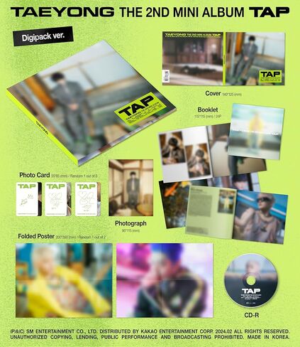 محتويات الألبوم المصغر الثاني لـ NCT Taeyong TAP + بطاقة الصور الفوتوغرافية + التتبع المختوم TAE Yong (إصدار الحزمة الغامضة) in Saudi Arabia