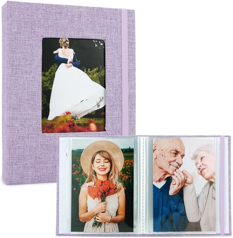 Small Photo Album 4x6-2 Pack, Clear Pages, Linen Cover with Front Window, Each Mini Album Holds 52 Photos, Small Photo Book for 4x6 Pictures, Red in Saudi Arabia