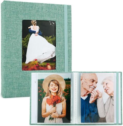 Small Photo Album 4x6-2 Pack, Clear Pages, Linen Cover with Front Window, Each Mini Album Holds 52 Photos, Small Photo Book for 4x6 Pictures, Red in Saudi Arabia
