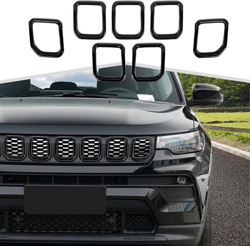 حشوات شبكية لحواف الشبكة متوافقة مع Jeep Compass 2021 2022 2023 Trailhawk/Limited/Latitude/Altitude/Sport (أسود)...... in Saudi Arabia