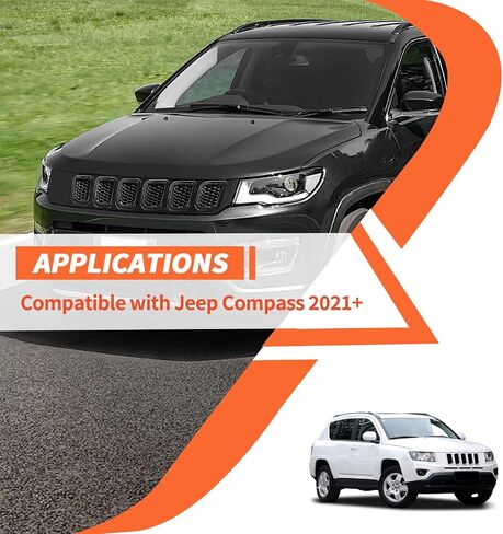 حشوات شبكية لحواف الشبكة متوافقة مع Jeep Compass 2021 2022 2023 Trailhawk/Limited/Latitude/Altitude/Sport (أسود)...... in Saudi Arabia