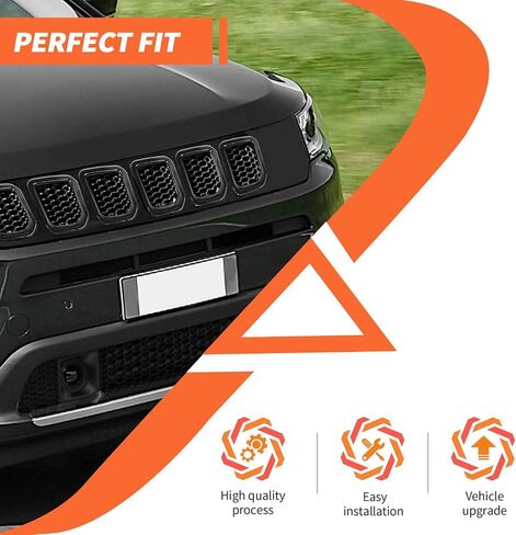 حشوات شبكية لحواف الشبكة متوافقة مع Jeep Compass 2021 2022 2023 Trailhawk/Limited/Latitude/Altitude/Sport (أسود)...... in Saudi Arabia