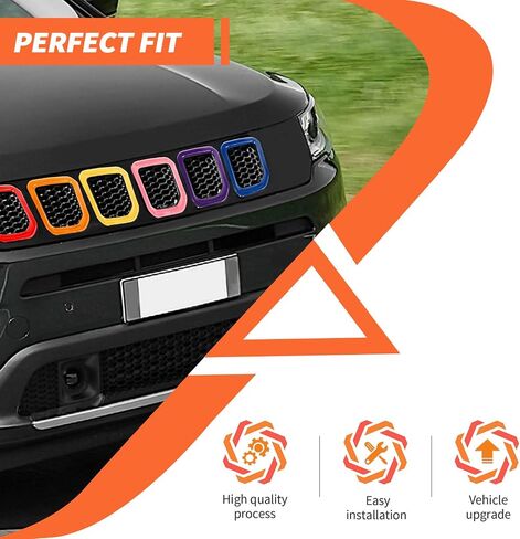 حشوات شبكية لحواف الشبكة متوافقة مع Jeep Compass 2021 2022 2023 Trailhawk/Limited/Latitude/Altitude/Sport (أسود)...... in Saudi Arabia