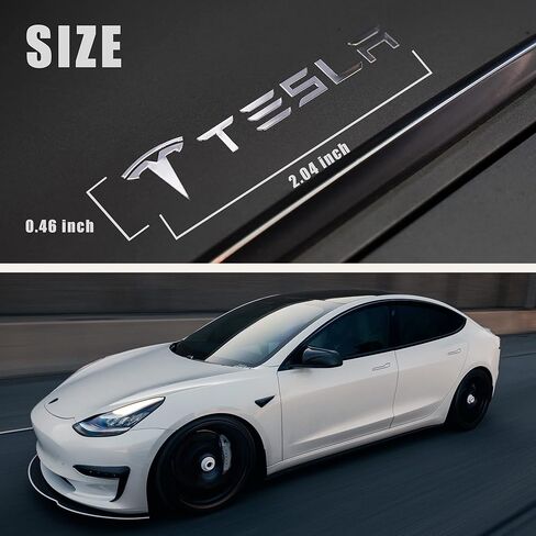 ملصقات ثلاثية الأبعاد لملحقات Tesla Model 3، ملصقات مخصصة شعار سيارة من سبائك النيكل لملحقات Tesla Model Y، لملصقات شعار Tesla، 2.05×0.5 بوصة، حزمة من 10 in Kuwait