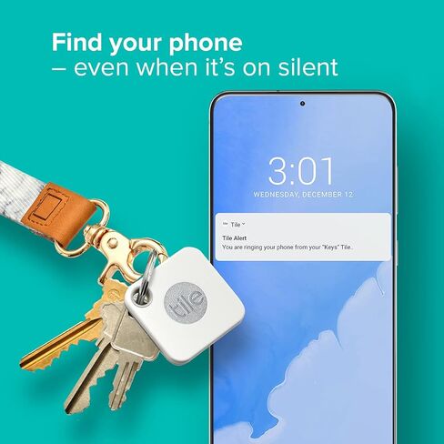 Tile Mate (2020) حزمة واحدة - جهاز تعقب بلوتوث، وباحث المفاتيح ومحدد موقع العناصر للمفاتيح والحقائب والمزيد؛ مقاومة للماء مع بطارية قابلة للاستبدال لمدة عام واحد in Kuwait