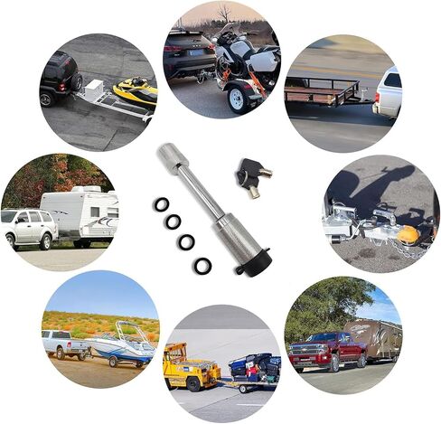 Trailer Hitch Lock, Hitch Receiver Pin Lock, 5/8'' Receiver Hitch Pin Lock for Class III & IV Hitch, Unique Tubular Key - Dust and Mud Resistant Trailer Hitch Lock for Theft Protection in Saudi Arabia