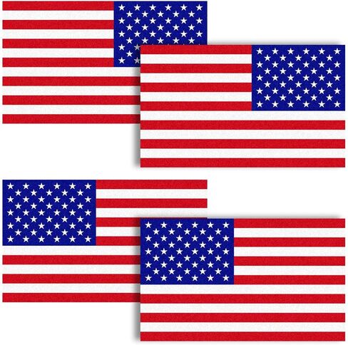Reflective Full Color American Flag Stickers 2 Pairs Bundle 3" X 5" Tactical Military Flag Reverse USA Decal for SUV, Hard Hat, Car Vinyl Window Bumper Decal Sticker (B) in Saudi Arabia
