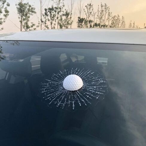 3D Prank Tricky Creative Glass Window Stickers Funny Auto Car Styling Ball Hits Car Body Window Sticker Self Adhesive Decal Accessories (White Golf) in Kuwait