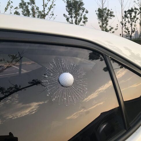 3D Prank Tricky Creative Glass Window Stickers Funny Auto Car Styling Ball Hits Car Body Window Sticker Self Adhesive Decal Accessories (White Golf) in Kuwait