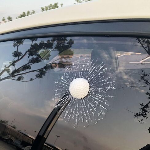 3D Prank Tricky Creative Glass Window Stickers Funny Auto Car Styling Ball Hits Car Body Window Sticker Self Adhesive Decal Accessories (White Golf) in Kuwait