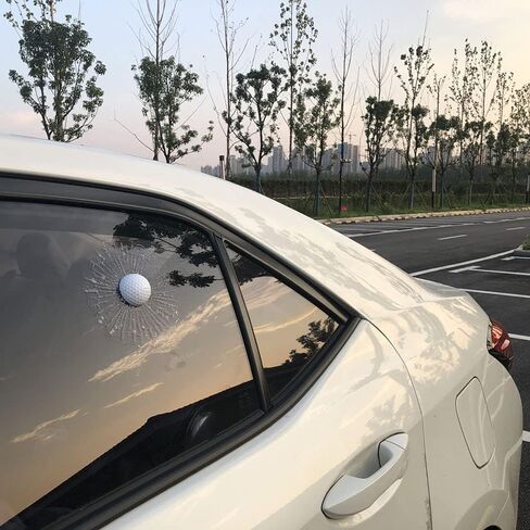 3D Prank Tricky Creative Glass Window Stickers Funny Auto Car Styling Ball Hits Car Body Window Sticker Self Adhesive Decal Accessories (White Golf) in Kuwait